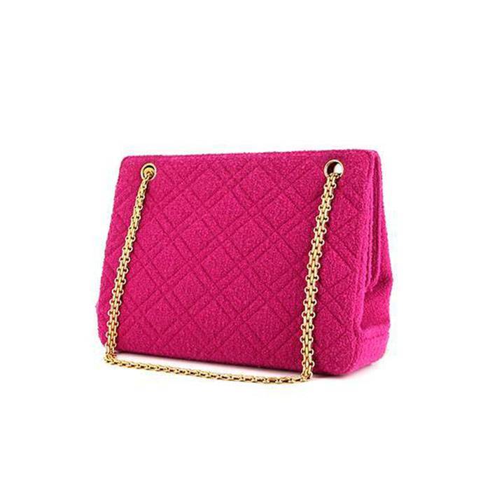 粉色绗缝针织手提包