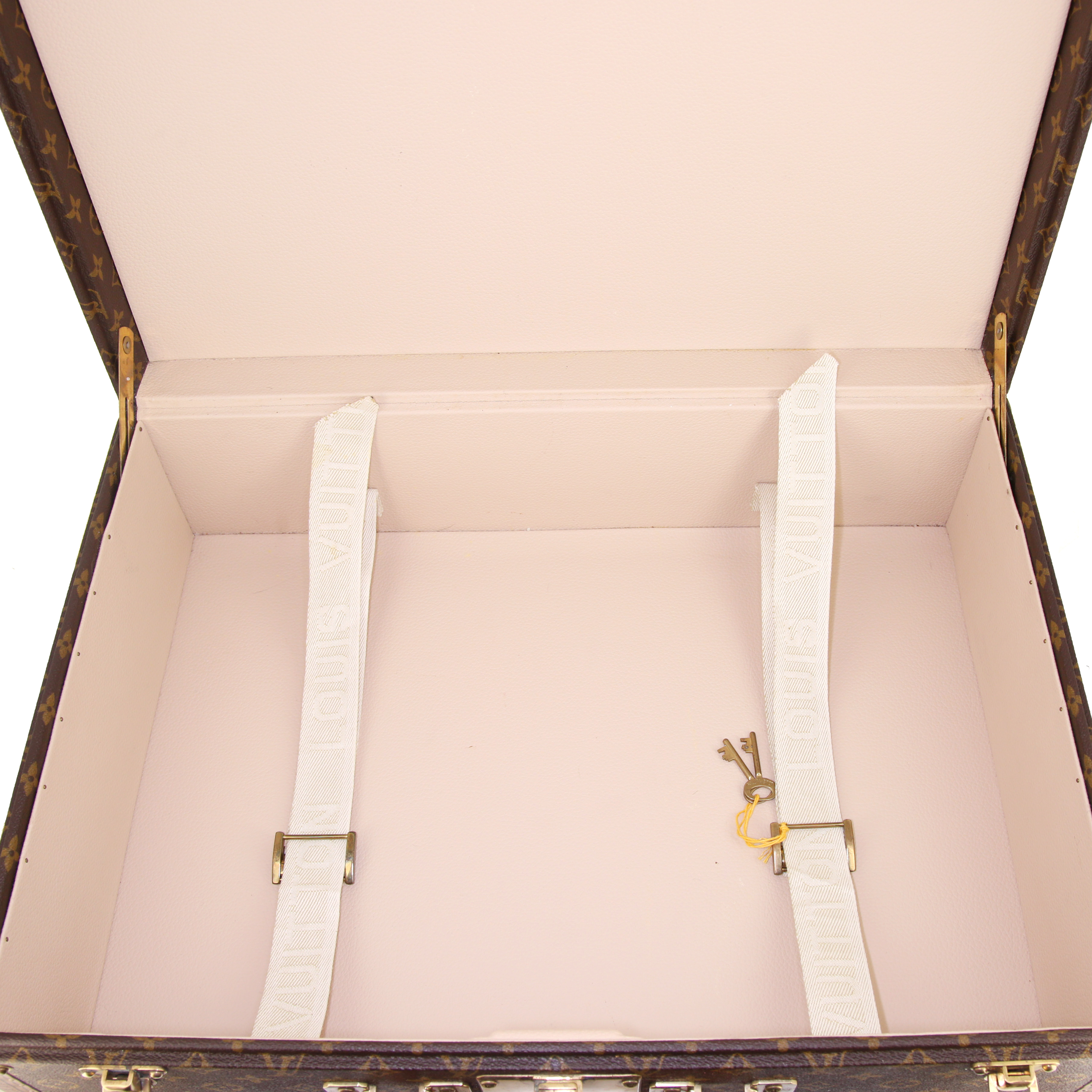 Louis Vuitton Bisten 55 suitcase in monogram canvas and brown lozine (vulcanised fibre) - Detail D2