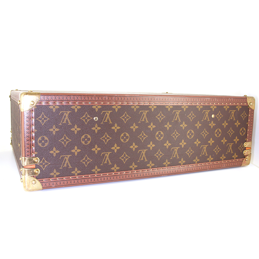 Louis Vuitton Bisten 55 suitcase in monogram canvas and brown lozine (vulcanised fibre) - Detail D4