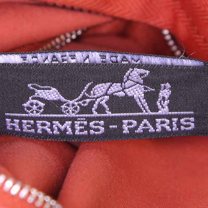 Sac à main Hermes Acapulco en toile orange et cuir orange - Detail D3