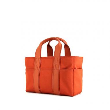 Bolso de mano Hermes Acapulco en lona naranja y cuero naranja