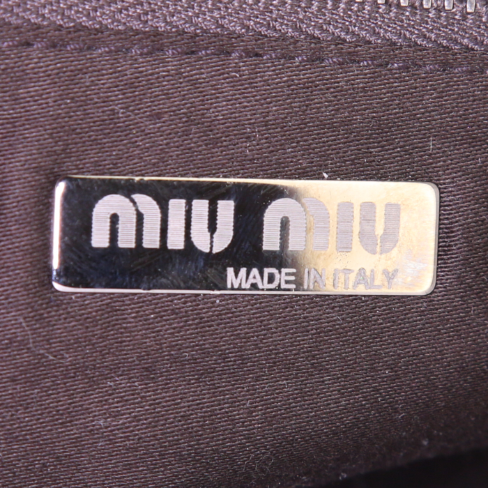 Miu Miu handbag in blue and grey velvet - Detail D3