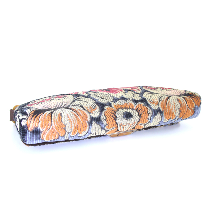 Borsa Miu Miu in velluto blu e grigio a fiori - Detail D4