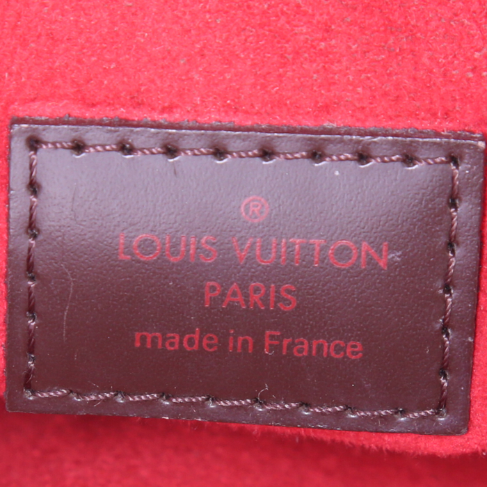 Sac à main Louis Vuitton Trevi grand modèle en toile damier enduite ébène et cuir marron - Detail D4