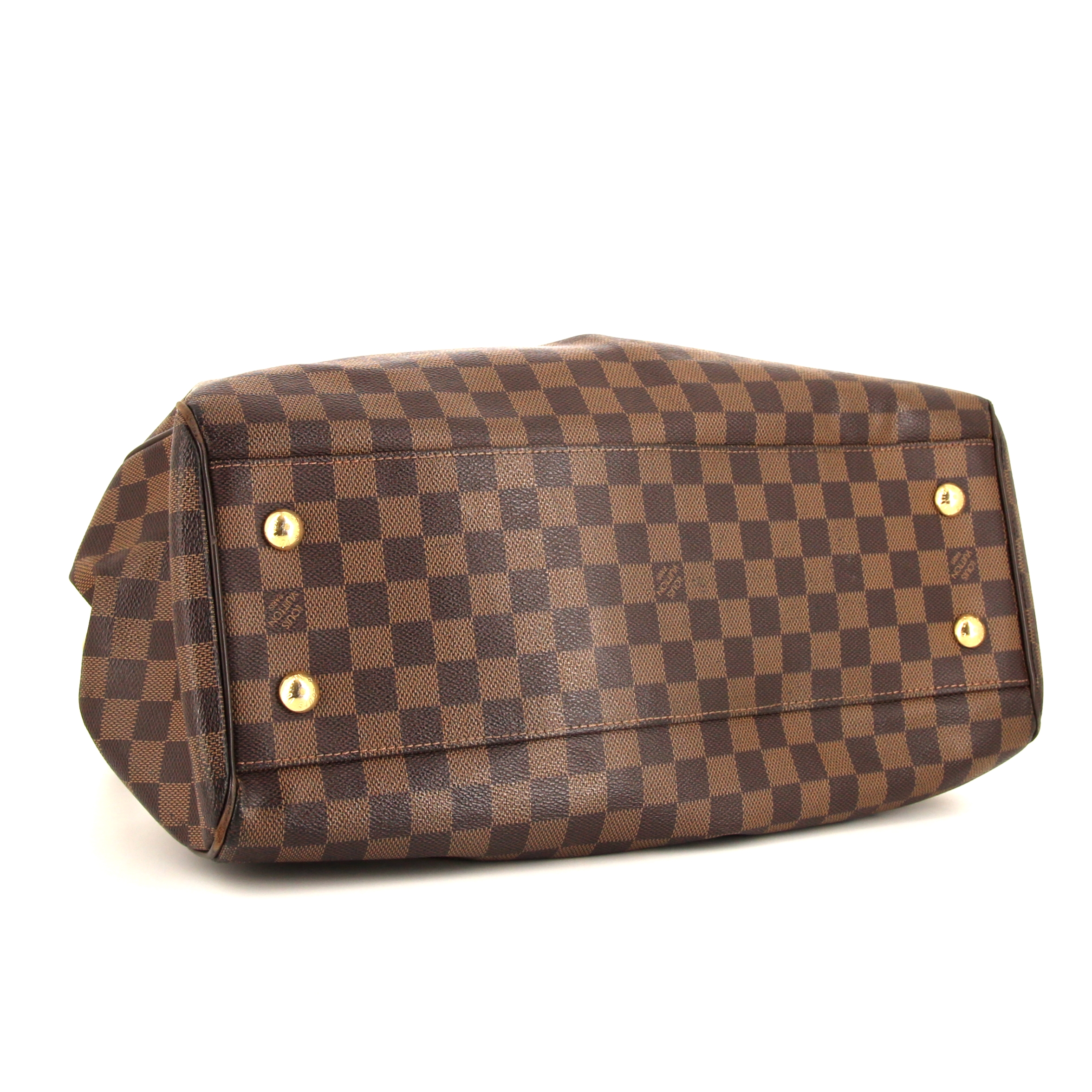Sac à main Louis Vuitton Trevi grand modèle en toile damier enduite ébène et cuir marron - Detail D5