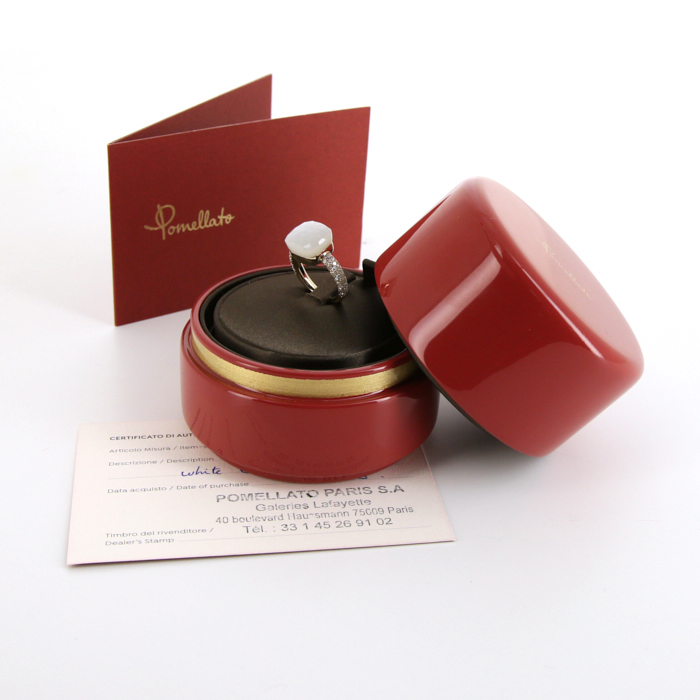 Anello Pomellato Nudo in oro giallo,  pietra di luna e diamanti - Detail D2