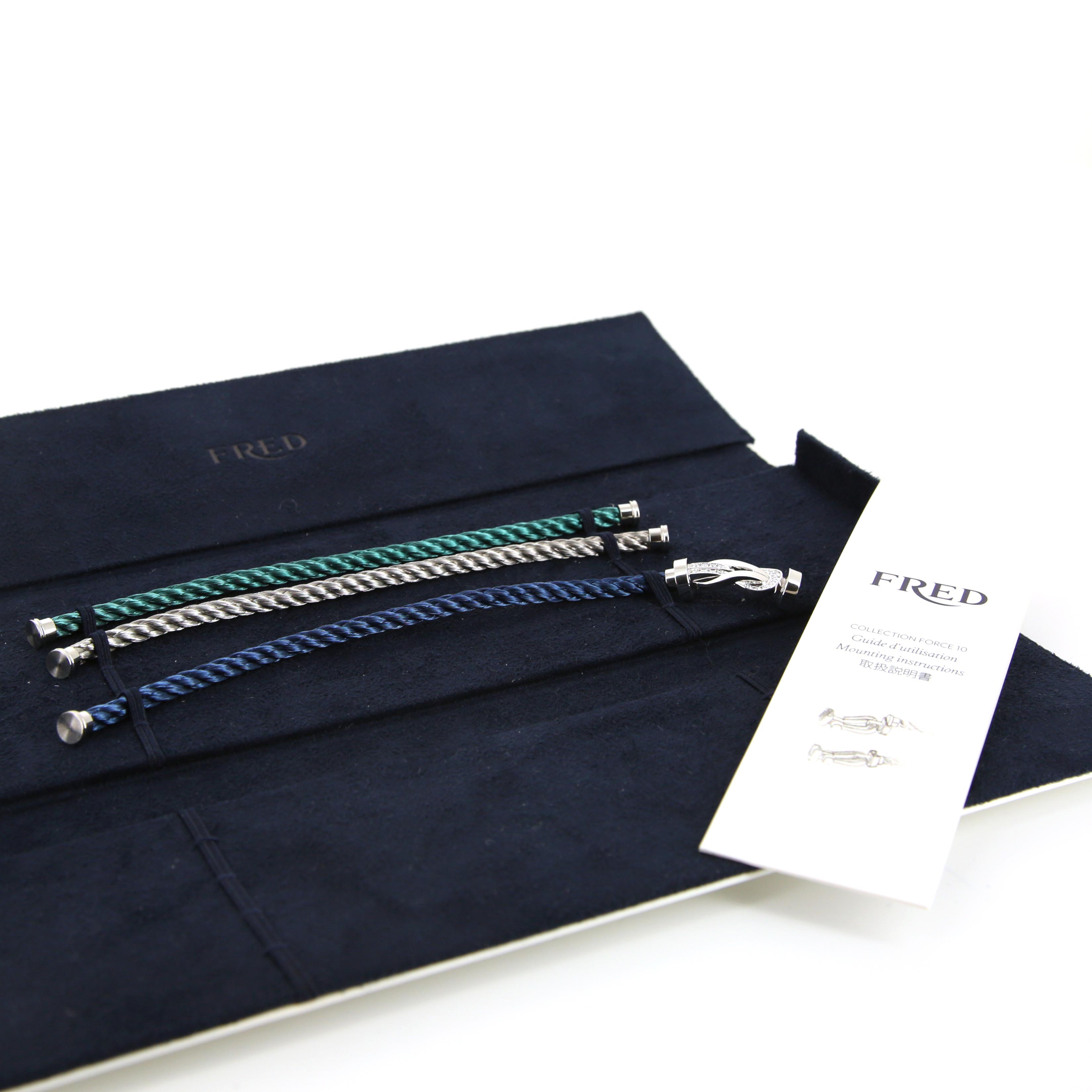 Fred 8°0 large model bracelet in white gold, diamonds and stainless steel - Detail D2