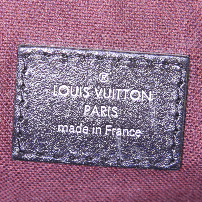 Bolso bandolera Louis Vuitton Messenger en lona Monogram marrón y cuero negro - Detail D3