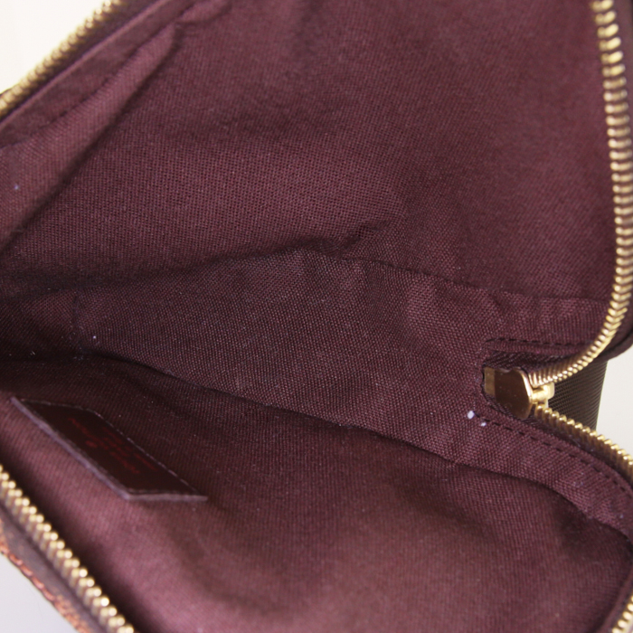 Louis Vuitton Geronimosx pouch in damier canvas and brown leather - Detail D2