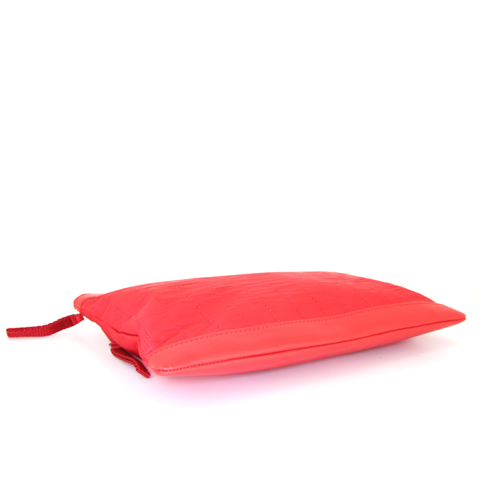 Balenciaga Clip M pouch in canvas and red leather - Detail D4