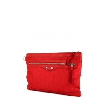 Bolsito de mano Balenciaga Clip M en lona y cuero rojo