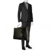 Balenciaga Blanket Square travel bag in khaki burnished leather - Detail D1 thumbnail