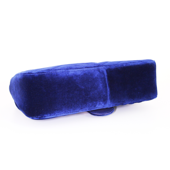 Gucci GG Marmont small model shoulder bag in blue velvet - Detail D5