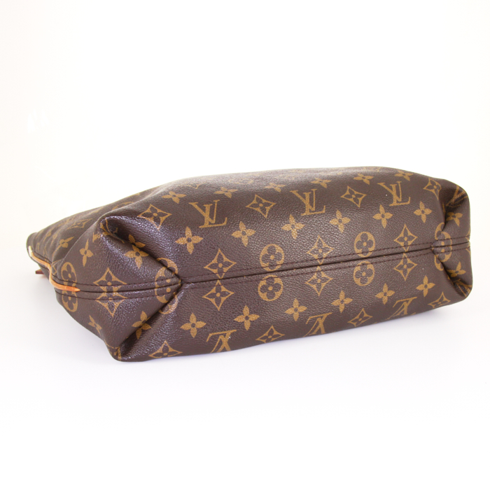 Borsa Louis Vuitton Sully modello piccolo in tela monogram marrone e pelle naturale - Detail D4