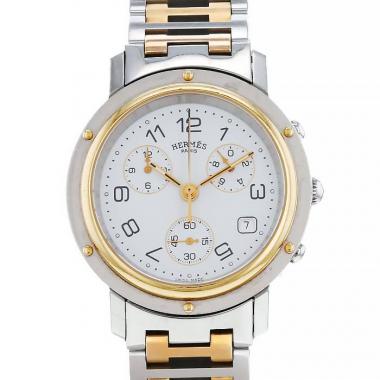 Reloj Hermès Clipper Chrono de acero y oro chapado Ref :  CL1.920 Circa  2000