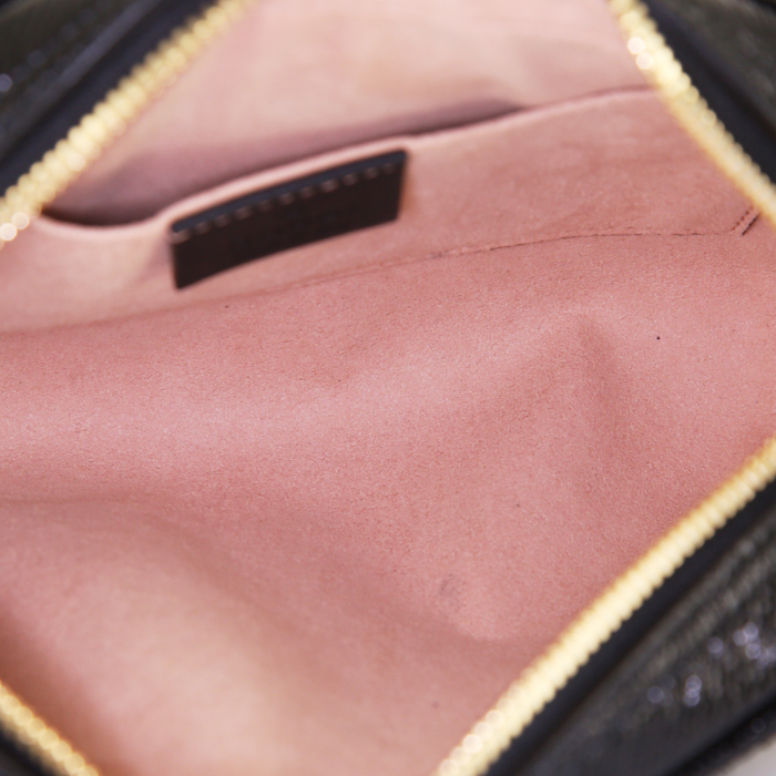 Pochette-cintura Gucci Ophidia in camoscio nero e pelle verniciata nera - Detail D2