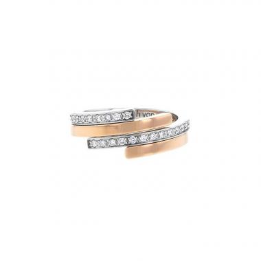Dinh Van Spirale small model double ring in pink gold,  white gold and diamonds