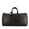 Bolsa de viaje Louis Vuitton  Keepall 50 en lona Monogram negra y cuero taiga negro - 360 thumbnail