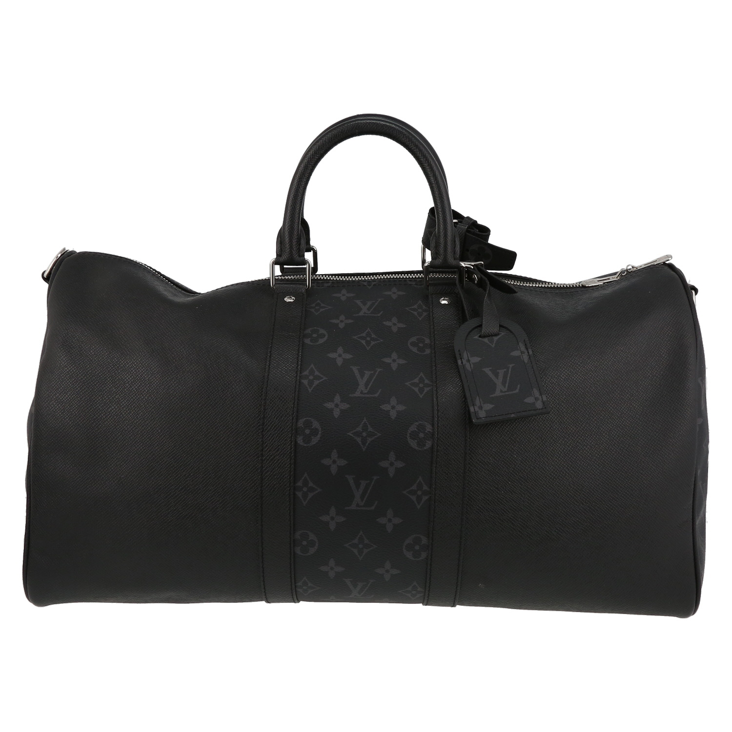 Borsa da viaggio Louis Vuitton  Keepall 50 in tela monogram nera e pelle taiga nera - Detail D2