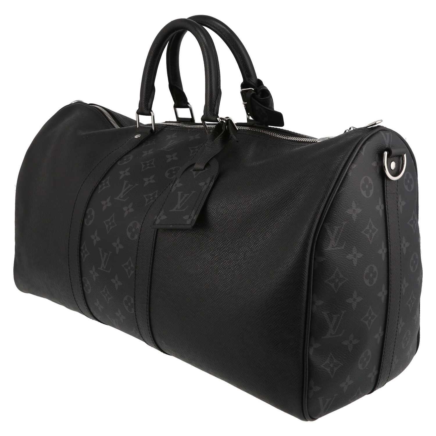 Borsa da viaggio Louis Vuitton  Keepall 50 in tela monogram nera e pelle taiga nera - Detail D3