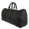 Bolsa de viaje Louis Vuitton  Keepall 50 en lona Monogram negra y cuero taiga negro - Detail D5 thumbnail