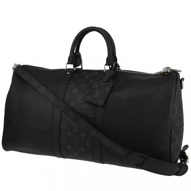 Louis Vuitton Keepall 50 Travel Bag in Black Monogram Canvas and