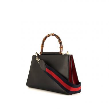 Sac à main Gucci Nymphaea moyen modèle en cuir noir et rouge