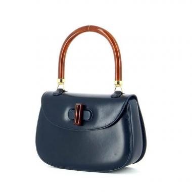 Sac bandoulière Gucci Bamboo petit modèle en cuir bleu et résine
