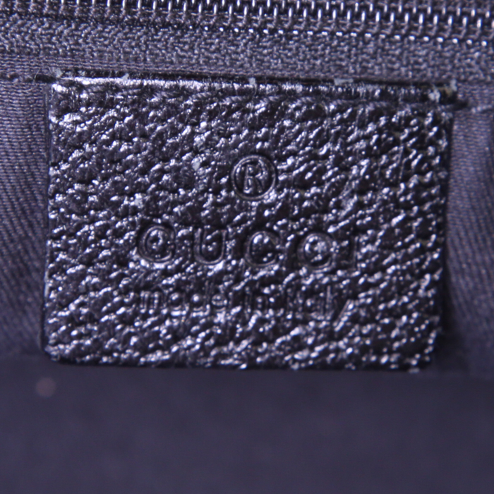 Gucci Gucci Vintage small shopping bag in black monogram canvas and black leather - Detail D3