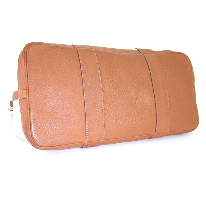 Hermès Etriviere - Belt shopping bag in beige canvas and gold leather - Detail D4