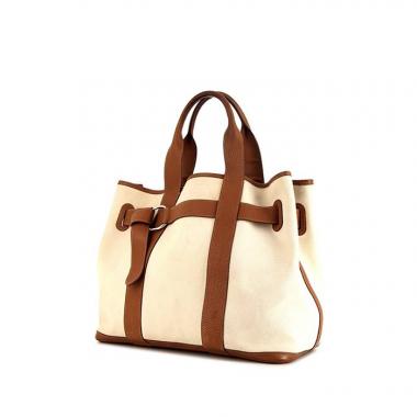 Hermès Etriviere - Belt shopping bag in beige canvas and gold leather