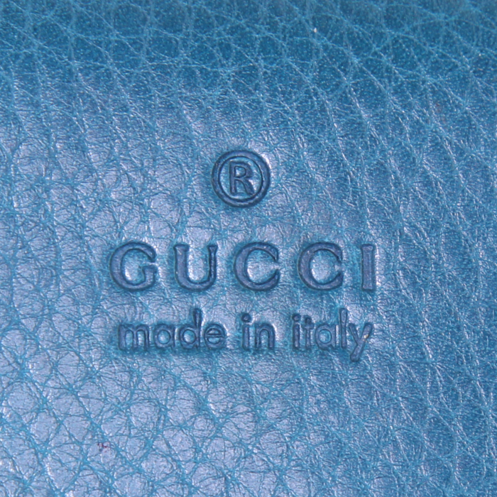 Gucci wallet in pigeon blue grained leather - Detail D3