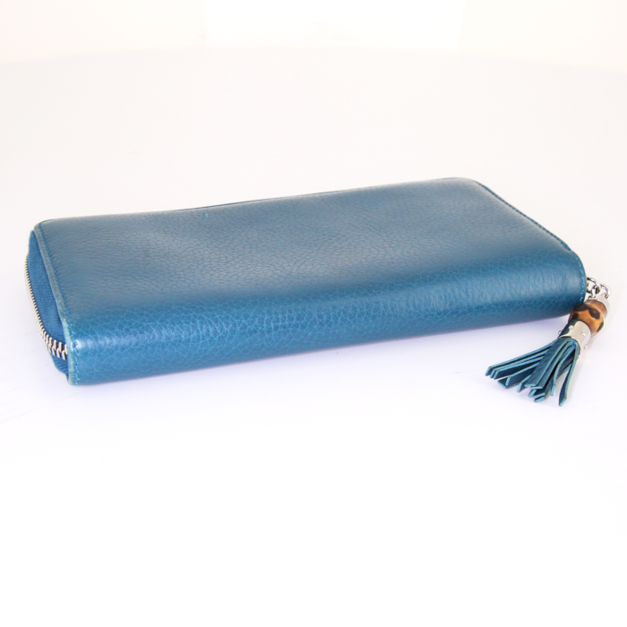 Gucci wallet in pigeon blue grained leather - Detail D4