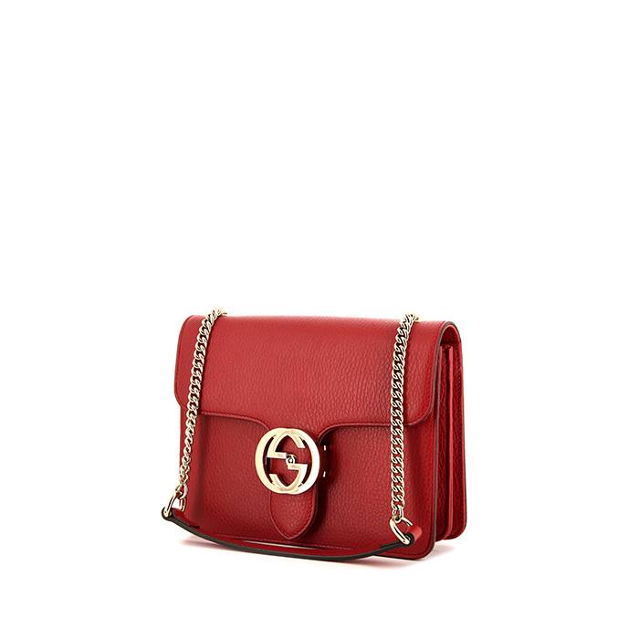 Gucci Dollar Calfskin Interlocking G Medium Shoulder Bag Red 
