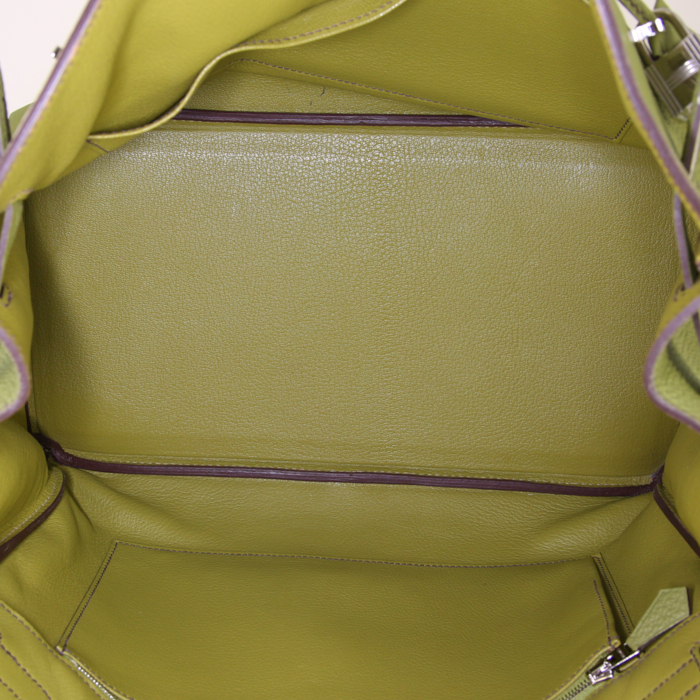 Bolso de mano Hermes Birkin 35 cm en cuero togo verde anís - Detail D2