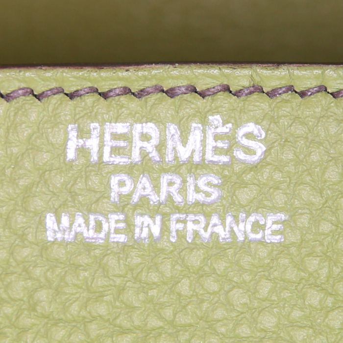 Sac à main Hermes Birkin 35 cm en cuir togo vert-anis - Detail D3