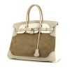 Hermès Birkin Ghillies handbag in white and grey leather and khaki doblis calfskin - 00pp thumbnail