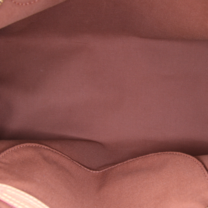 Bolso de mano Louis Vuitton Montorgueil en lona Monogram marrón y cuero natural - Detail D2