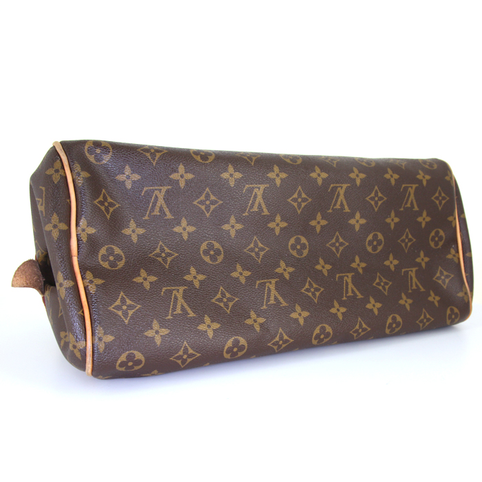 Sac à main Louis Vuitton Montorgueil en toile monogram marron et cuir naturel - Detail D4