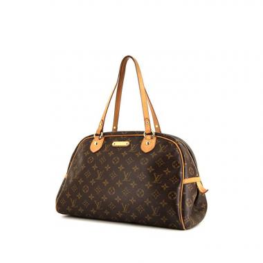 Bolso de mano Louis Vuitton Montorgueil en lona Monogram marrón y cuero natural