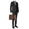 Louis Vuitton Nolita travel bag in ebene damier canvas and brown leather - Detail D1 thumbnail