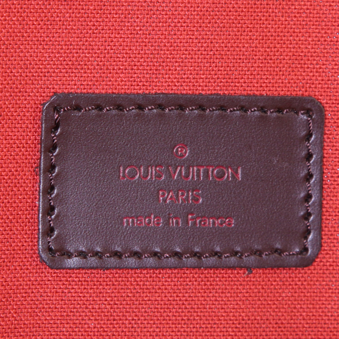 Borsa da viaggio Louis Vuitton Nolita in tela a scacchi ebana e pelle marrone - Detail D4