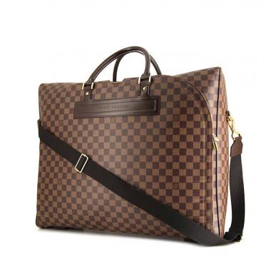 Sac de voyage Louis Vuitton Nolita en toile damier ébène et cuir marron