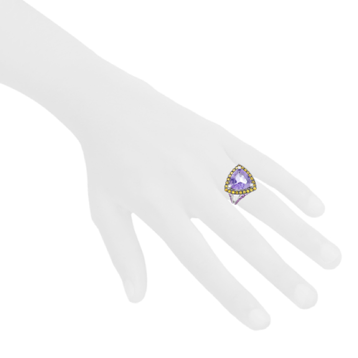 Bague Mauboussin Tellement subtile pour toi en or blanc, améthyste et saphirs jaunes et en améthyste - Detail D1
