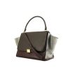 Celine Trapeze large model handbag in black and burgundy leather and grey suede - 00pp thumbnail