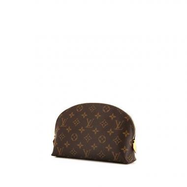 Nécessaire de toilette Louis Vuitton Pochette cosmétique grand modèle en toile monogram marron et cuir naturel