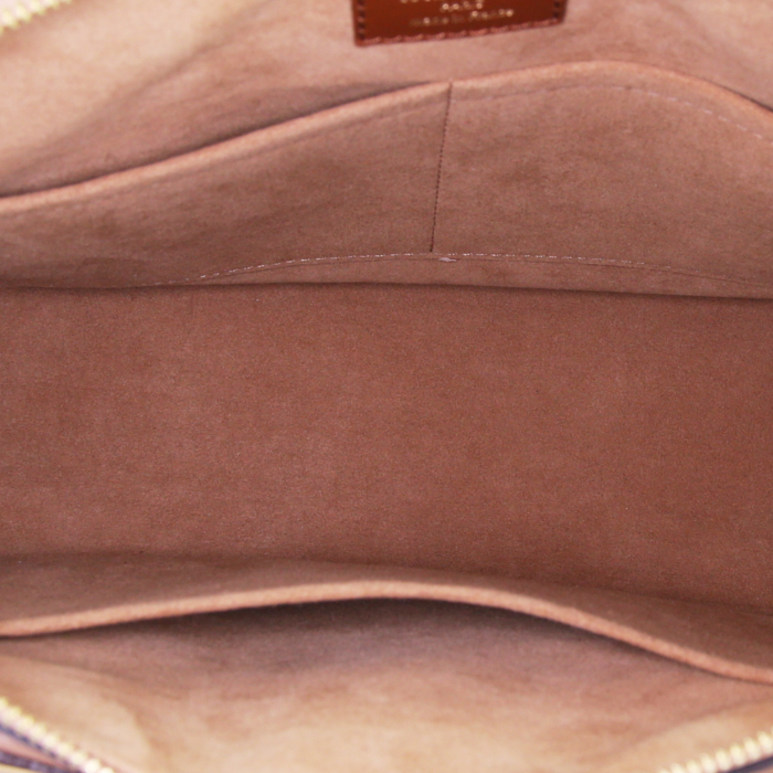 Bolso de mano Louis Vuitton Pallas modelo mediano en lona Monogram marrón y cuero beige - Detail D3