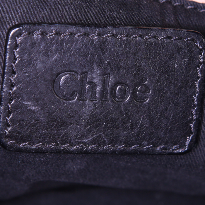 Bolso de mano Chloé Paraty en cuero granulado negro - Detail D4