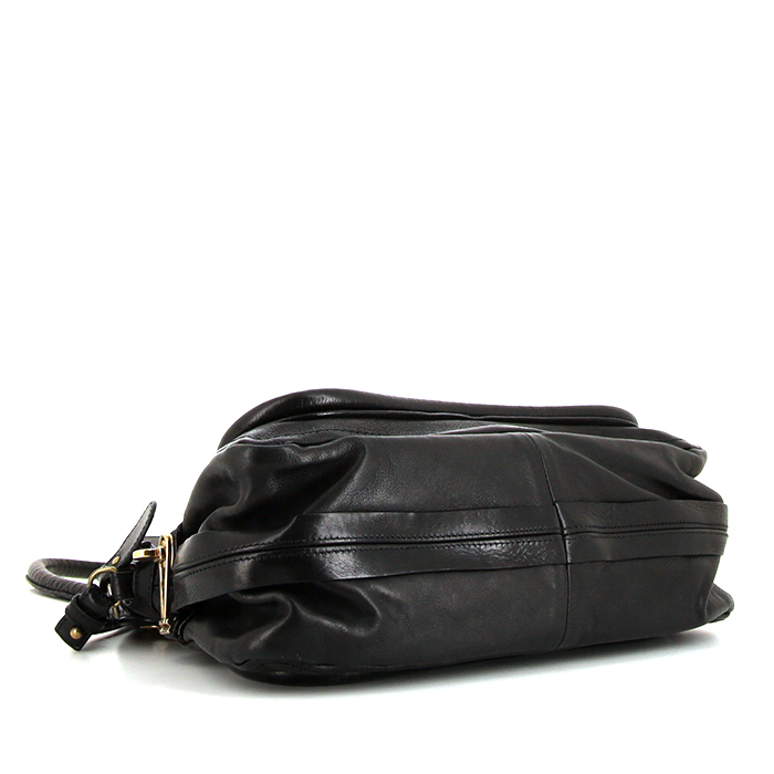 Bolso de mano Chloé Paraty en cuero granulado negro - Detail D5