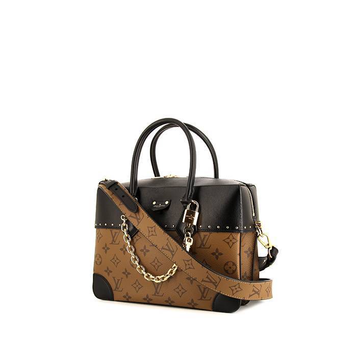 Louis Vuitton City Malle handbag in beige and brown monogram canvas and black leather - 00pp